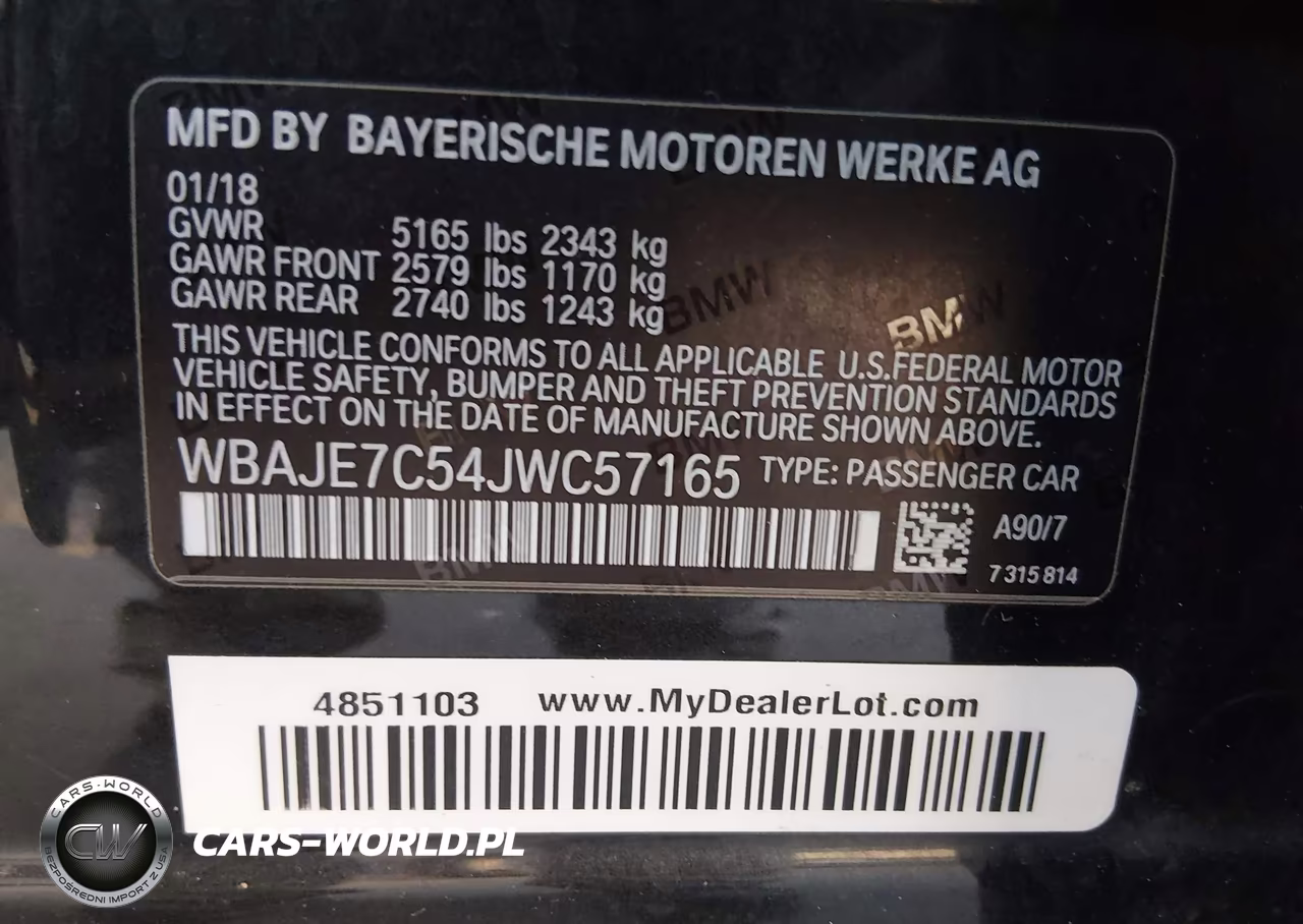 2018 BMW 540I xDrive VIN:WBAJE7C54JWC57165 - 9