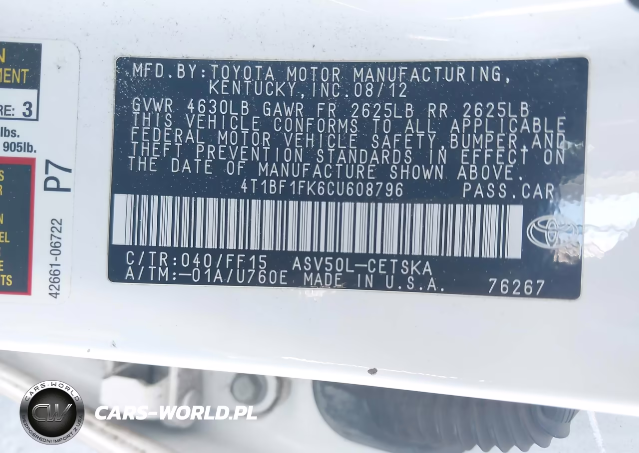 2012 Toyota Camry Se VIN:4T1BF1FK6CU608796 - 9