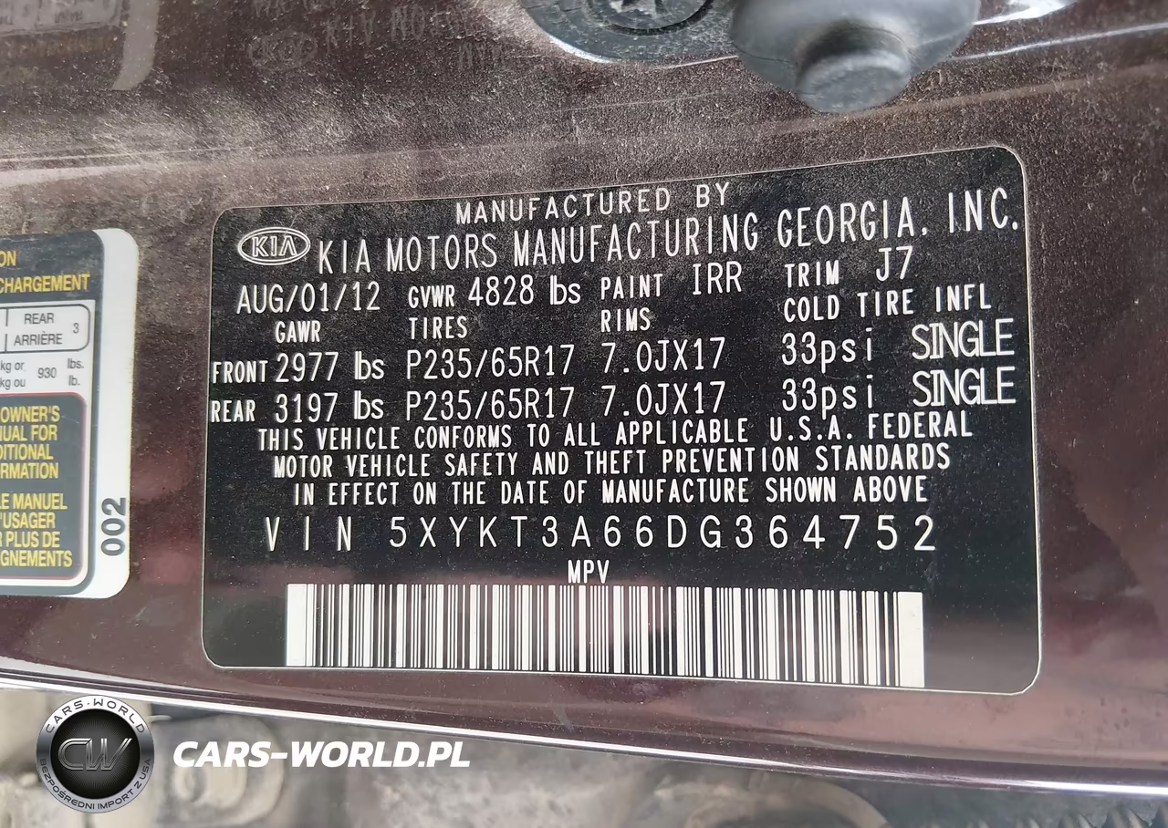 2013 Kia Sorento Lx VIN:5XYKT3A66DG364752 - 9