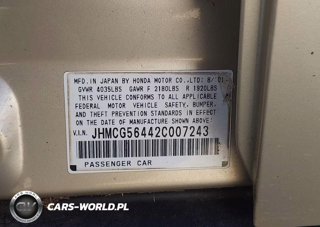 2002 Honda Accord 2.3 Lx VIN:JHMCG56442C007243 - 9