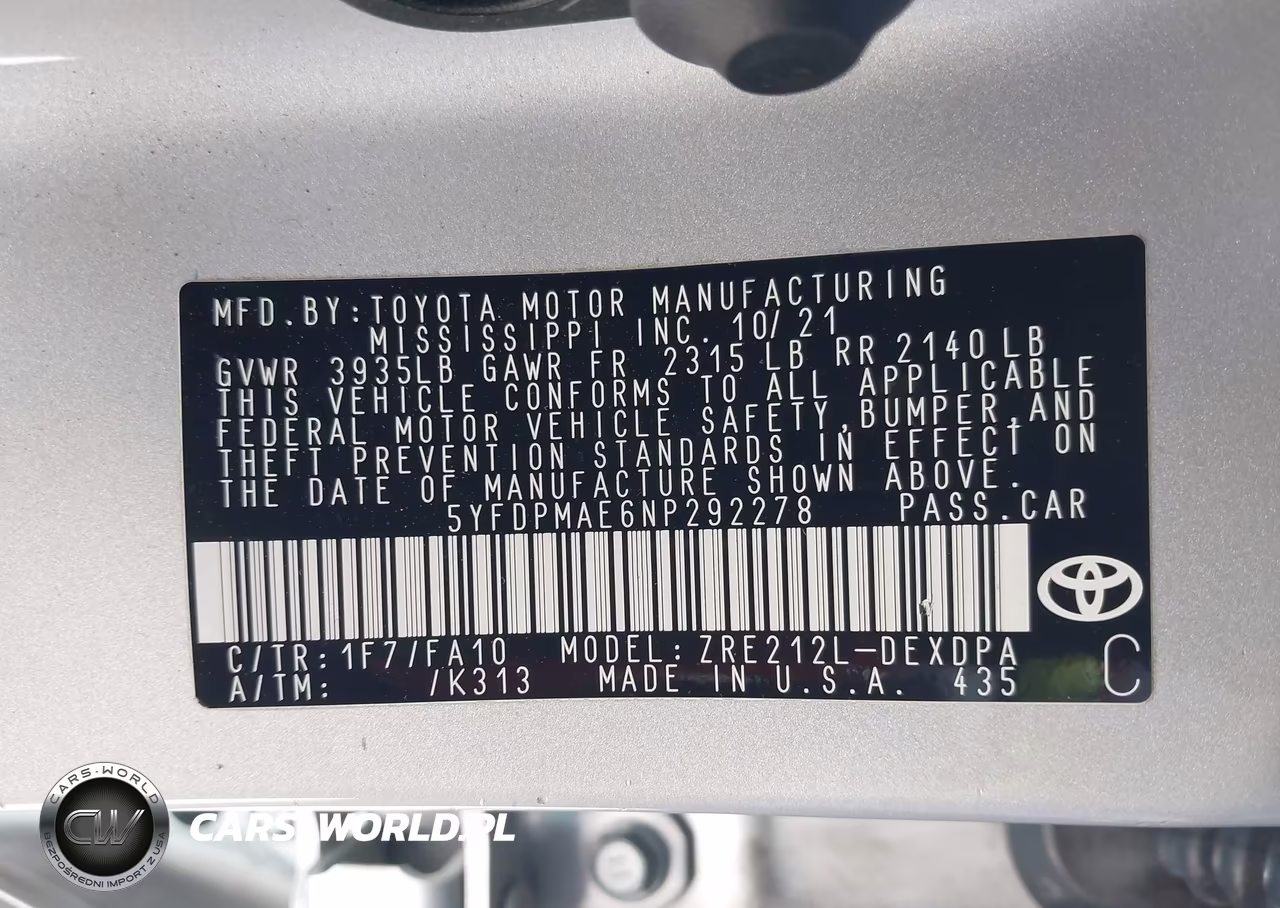 2022 Toyota Corolla L VIN:5YFDPMAE6NP292278 - 9