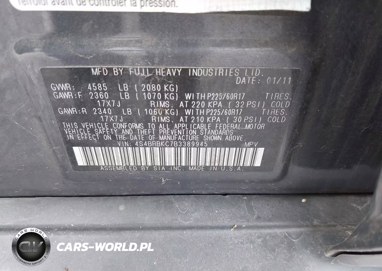 2011 Subaru Outback 2.5I Limited VIN:4S4BRBKC7B3389945 - 9