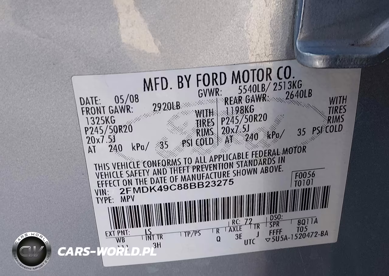 2008 Ford Edge Limited VIN:2FMDK49C88BB23275 - 9