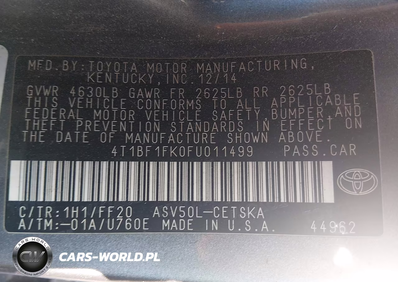 2015 Toyota Camry Se VIN:4T1BF1FK0FU011499 - 9
