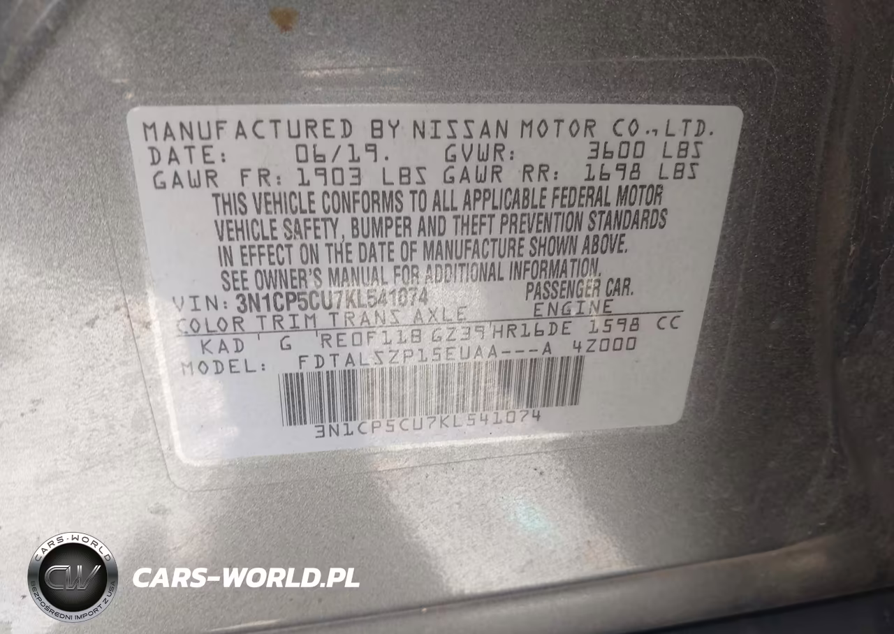 2019 Nissan Kicks Sv VIN:3N1CP5CU7KL541074 - 9