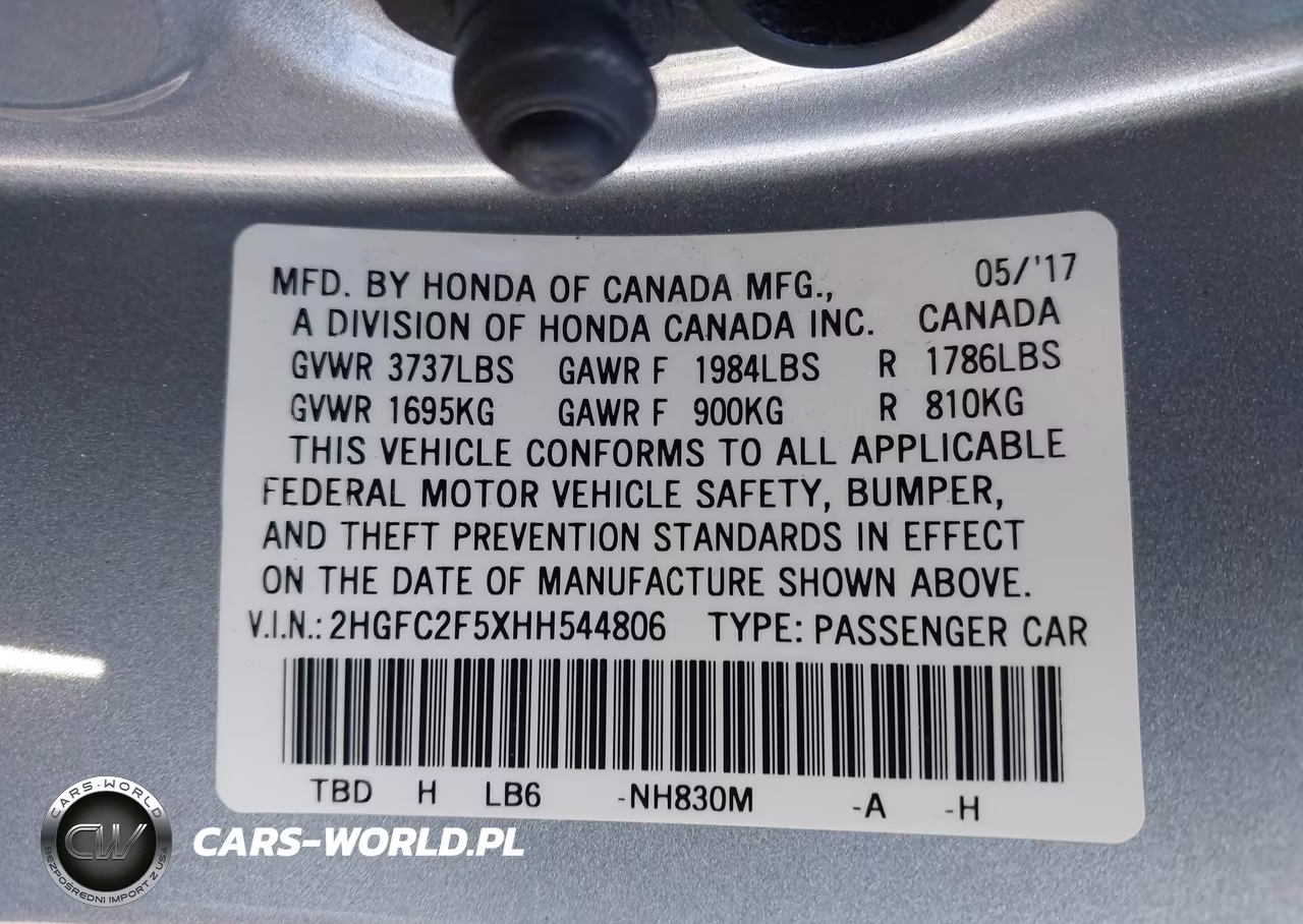 2017 Honda Civic Lx VIN:2HGFC2F5XHH544806 - 9