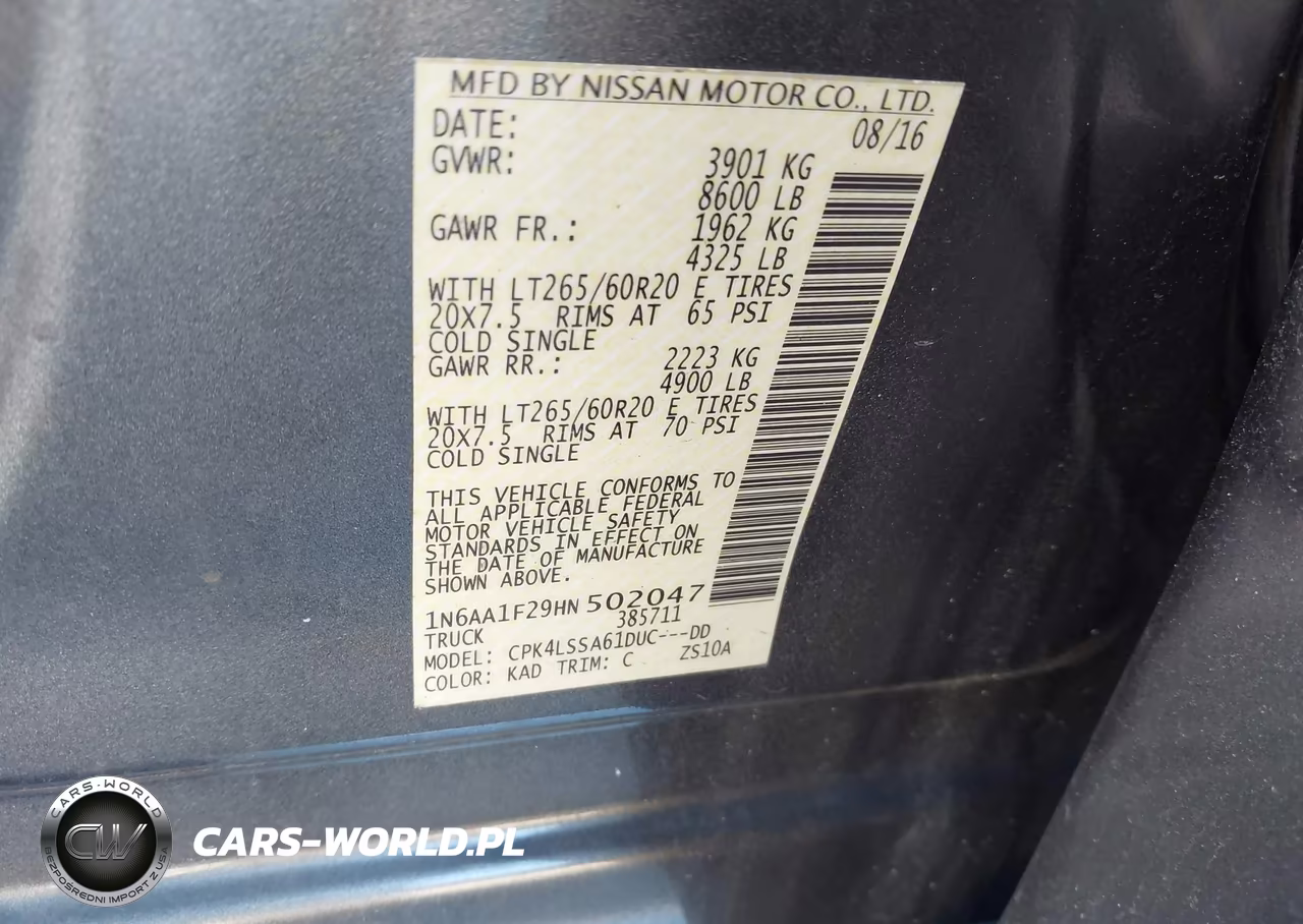 2017 Nissan Titan Xd Sv Gas VIN:1N6AA1F29HN502047 - 9
