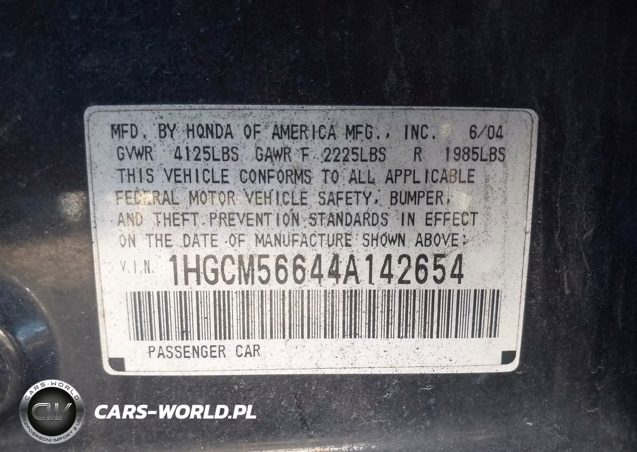 2004 Honda Accord 2.4 Ex VIN:1HGCM56644A142654 - 9