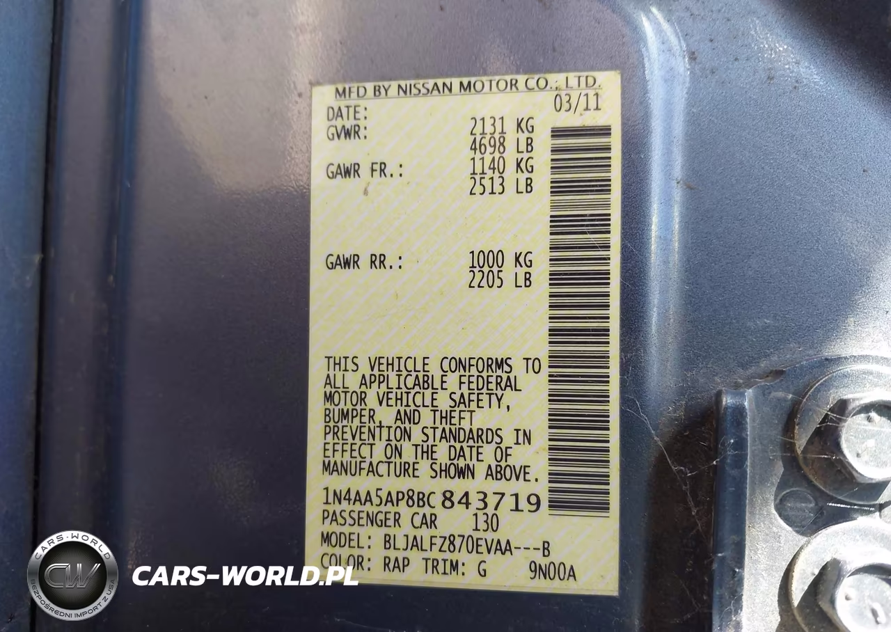 2011 Nissan Maxima 3.5 Sv VIN:1N4AA5AP8BC843719 - 12