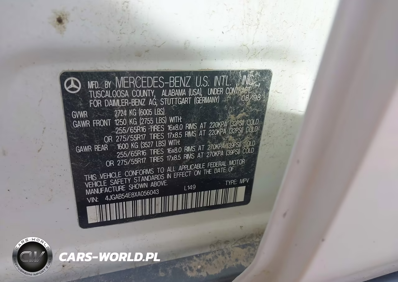 1999 Mercedes-Benz Ml 320 VIN:4JGAB54E8XA056043 - 9