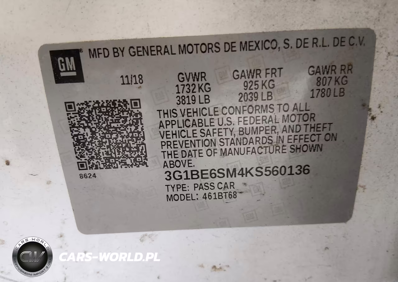 2019 Chevrolet Cruze Lt VIN:3G1BE6SM4KS560136 - 9