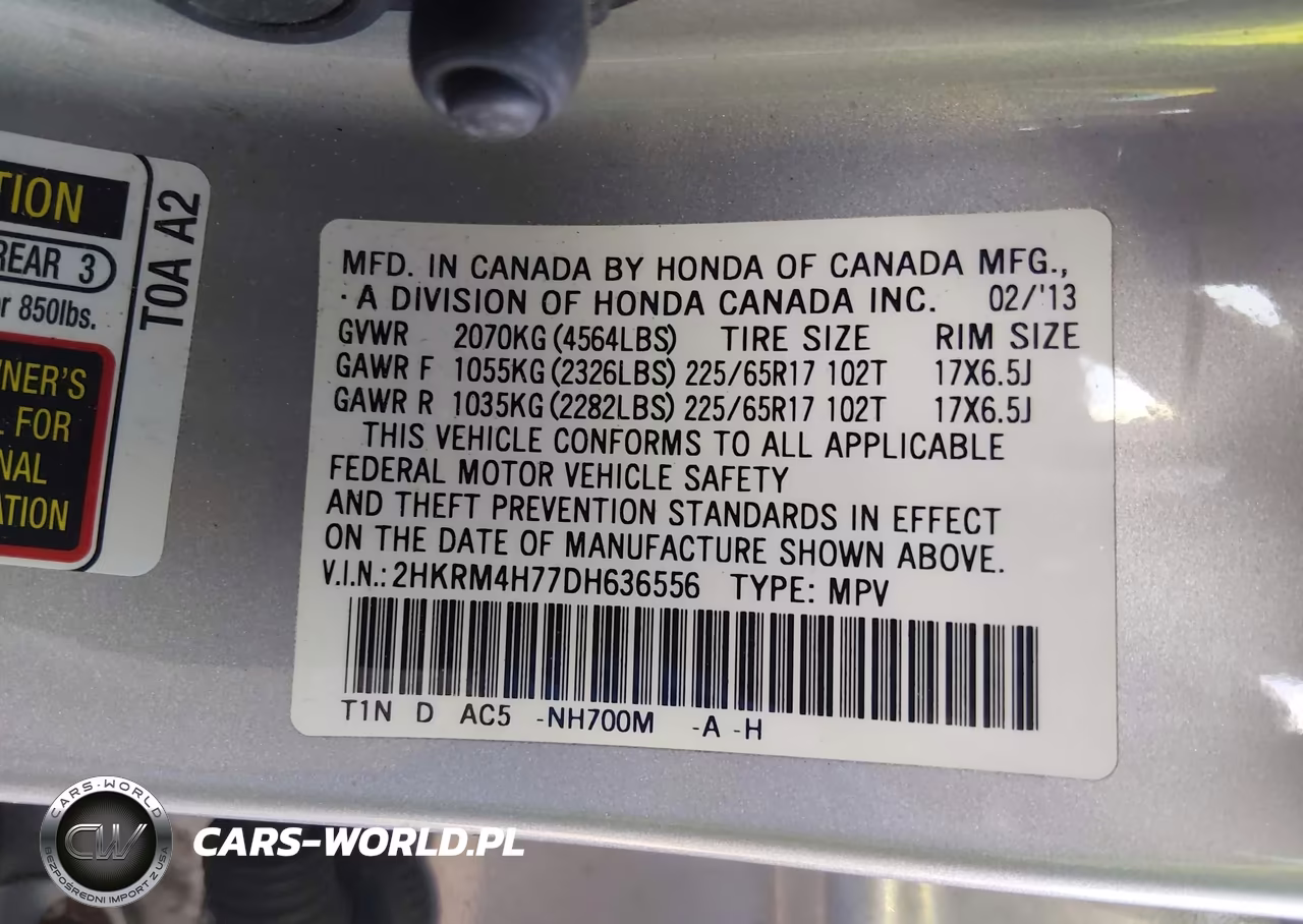 2013 Honda Cr-V Ex-L VIN:2HKRM4H77DH636556 - 9