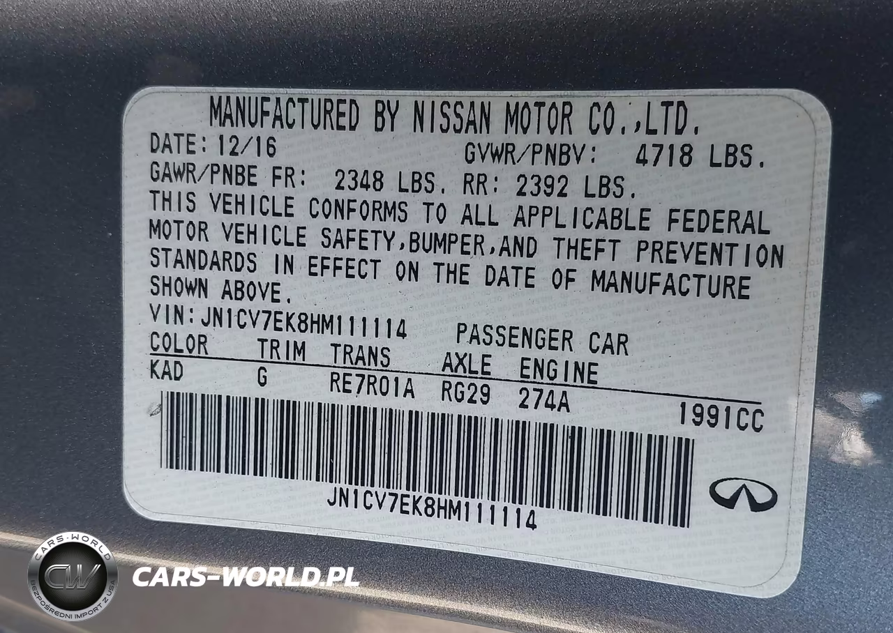 2017 INFINITI Q60 BASE VIN:JN1CV7EK8HM111114 - 9
