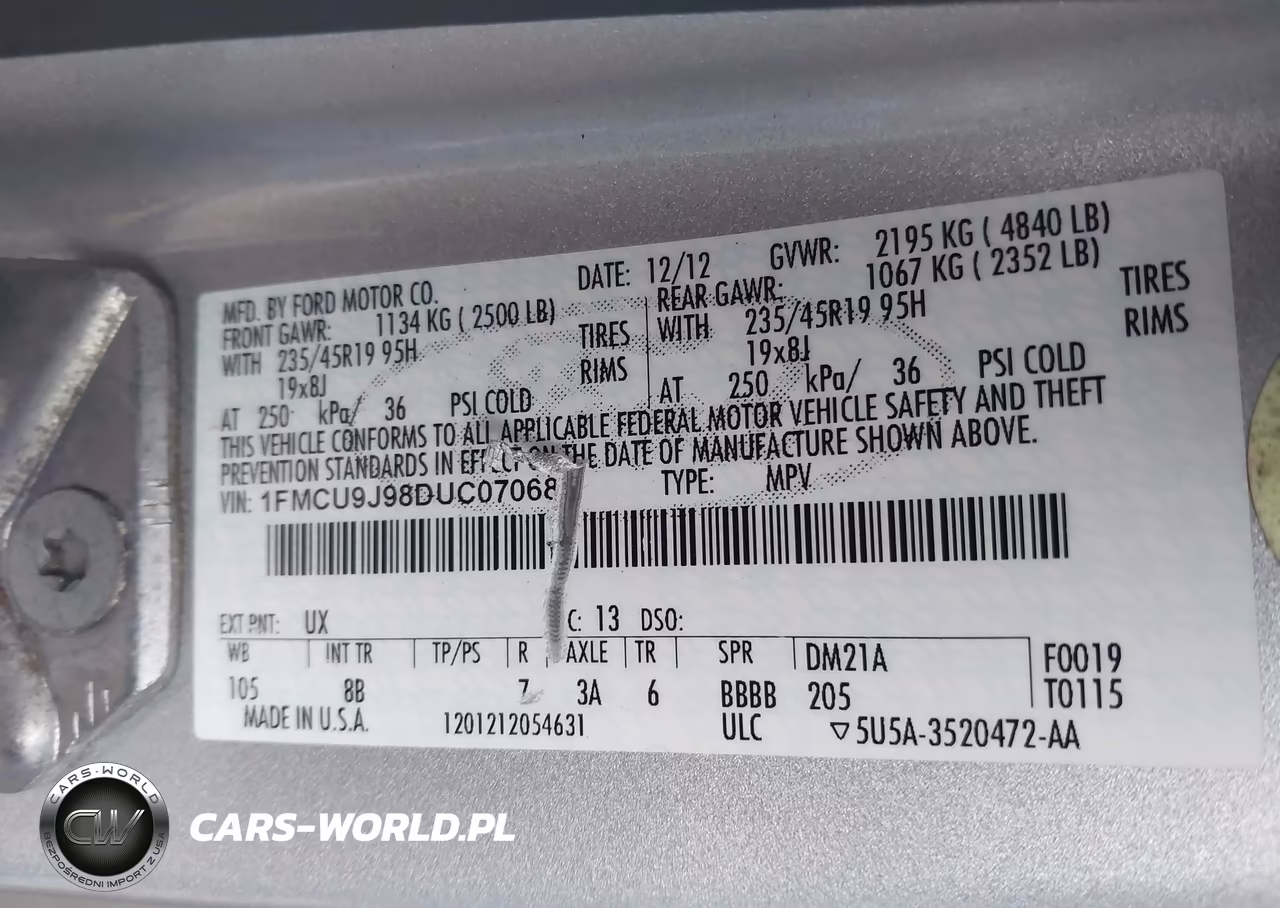 2013 Ford Escape Titanium VIN:1FMCU9J98DUC07068 - 9
