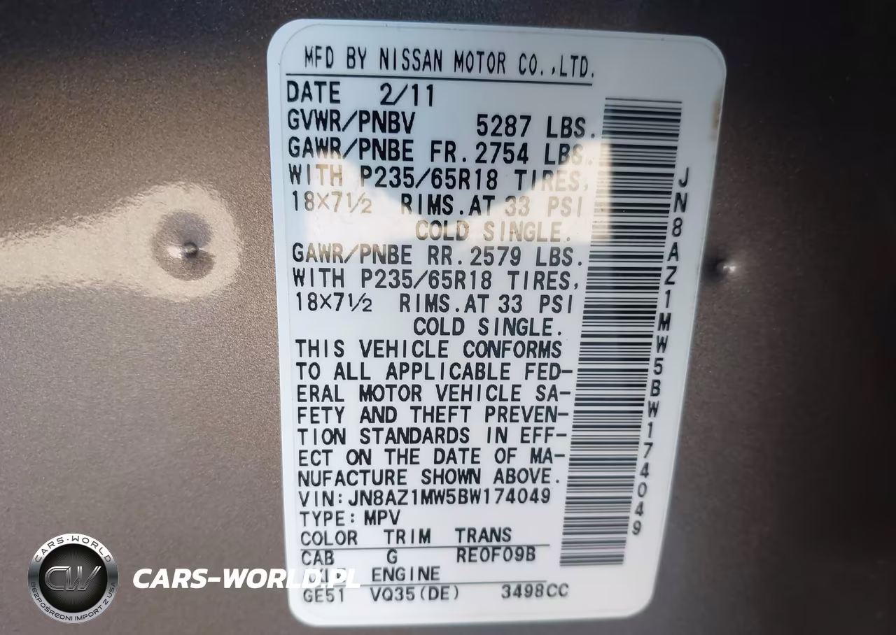2011 Nissan Murano S VIN:JN8AZ1MW5BW174049 - 9