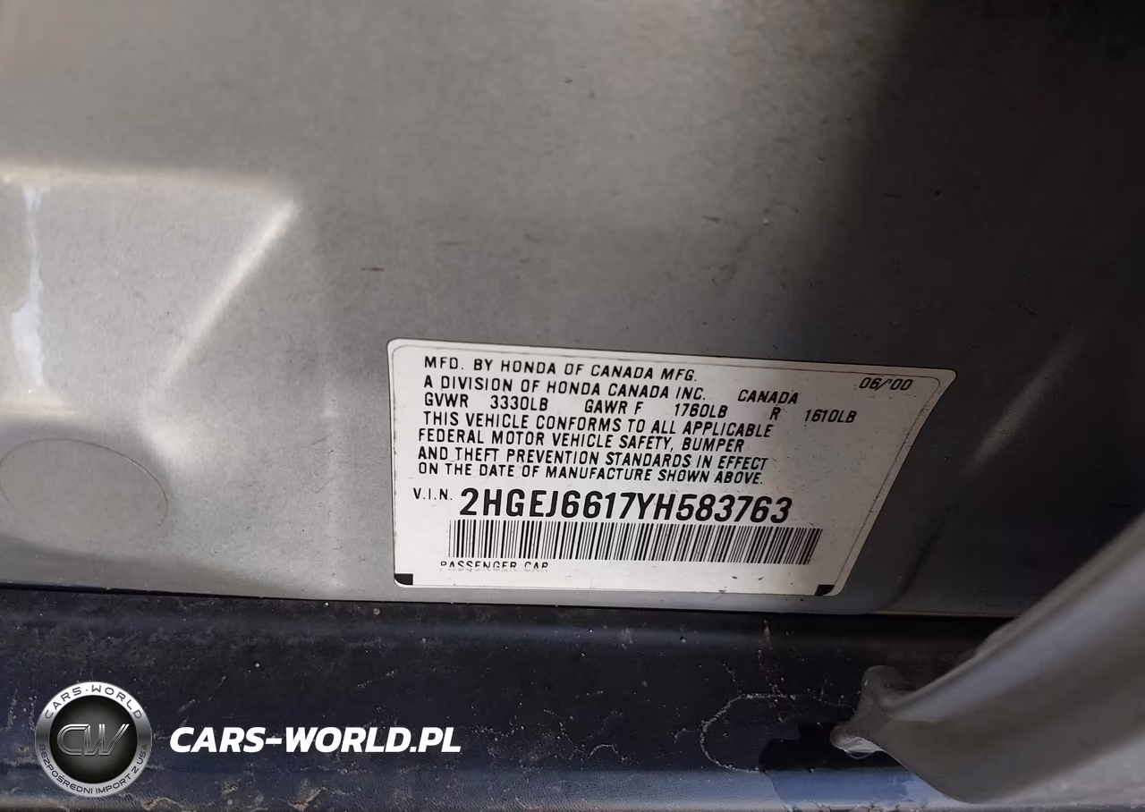 2000 Honda Civic Value Package VIN:2HGEJ6617YH583763 - 9