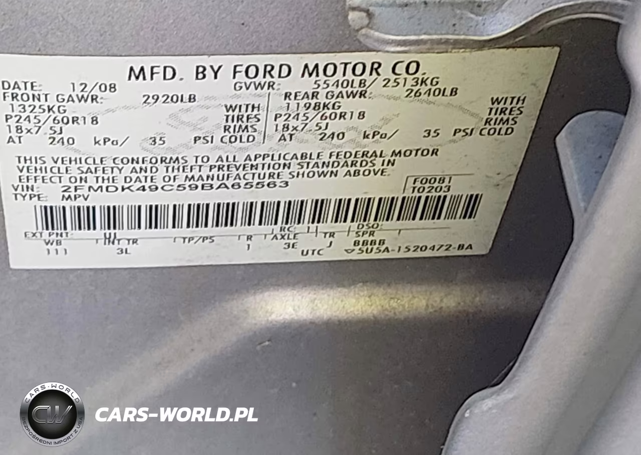 2009 Ford Edge Limited VIN:2FMDK49C59BA65563 - 9