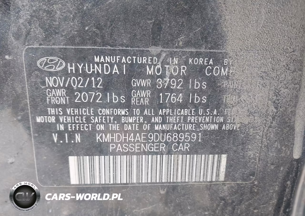 2013 Hyundai Elantra Limited VIN:KMHDH4AE9DU689591 - 9