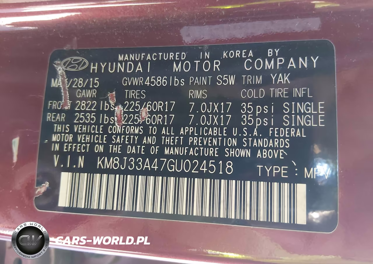 2016 Hyundai Tucson Se VIN:KM8J33A47GU024518 - 9