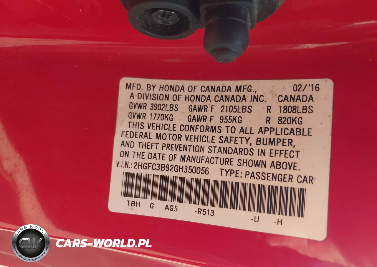 2016 Honda Civic Touring VIN:2HGFC3B92GH350056 - 9