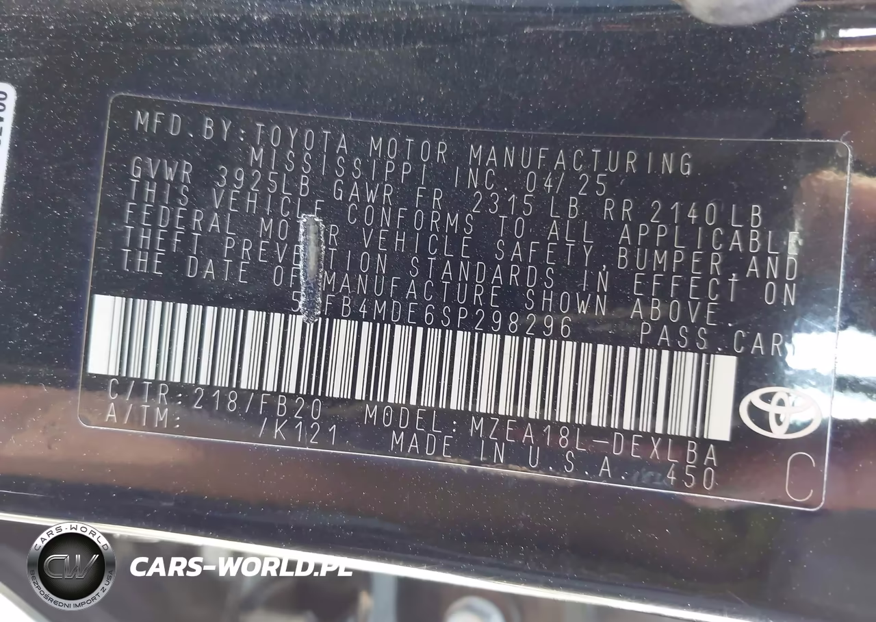 2025 Toyota Corolla Le VIN:5YFB4MDE6SP298296 - 9