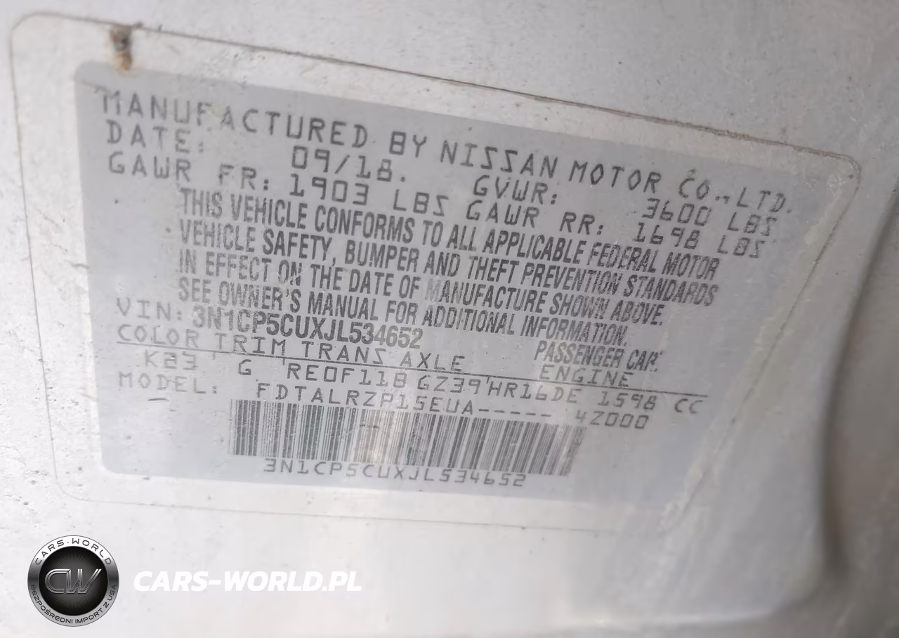 2018 Nissan Kicks S VIN:3N1CP5CUXJL534652 - 9