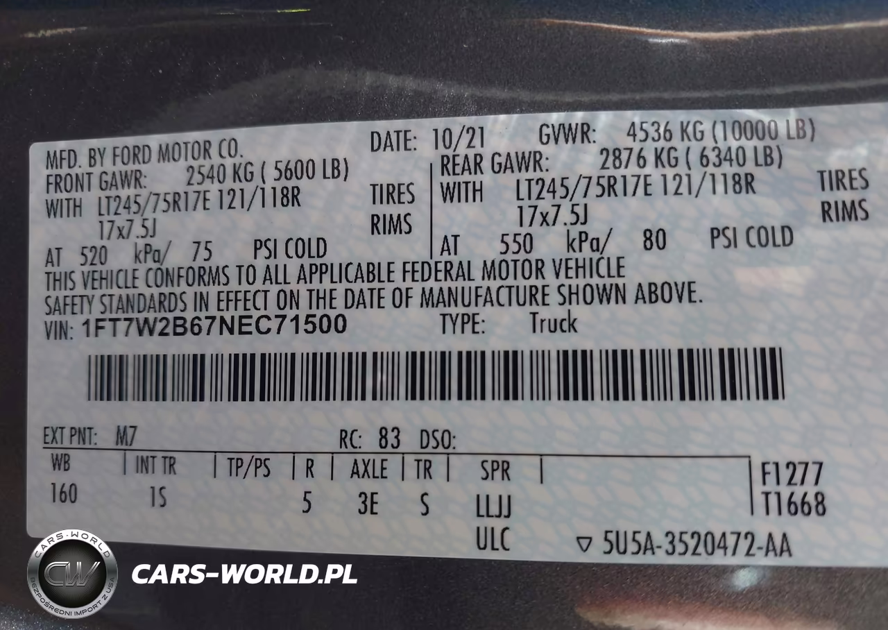 2022 Ford F-250 Xl VIN:1FT7W2B67NEC71500 - 9