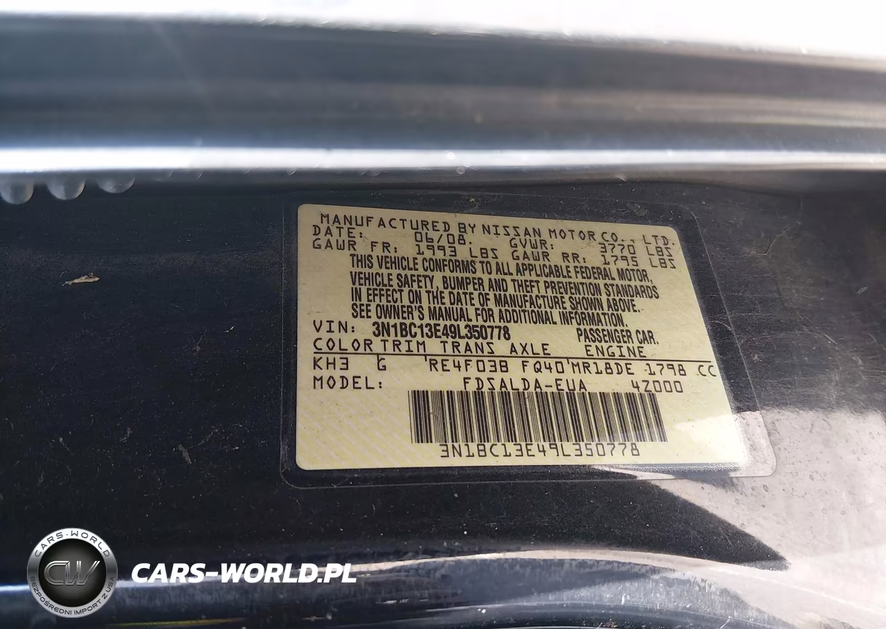 2009 Nissan Versa 1.8S VIN:3N1BC13E49L350778 - 9