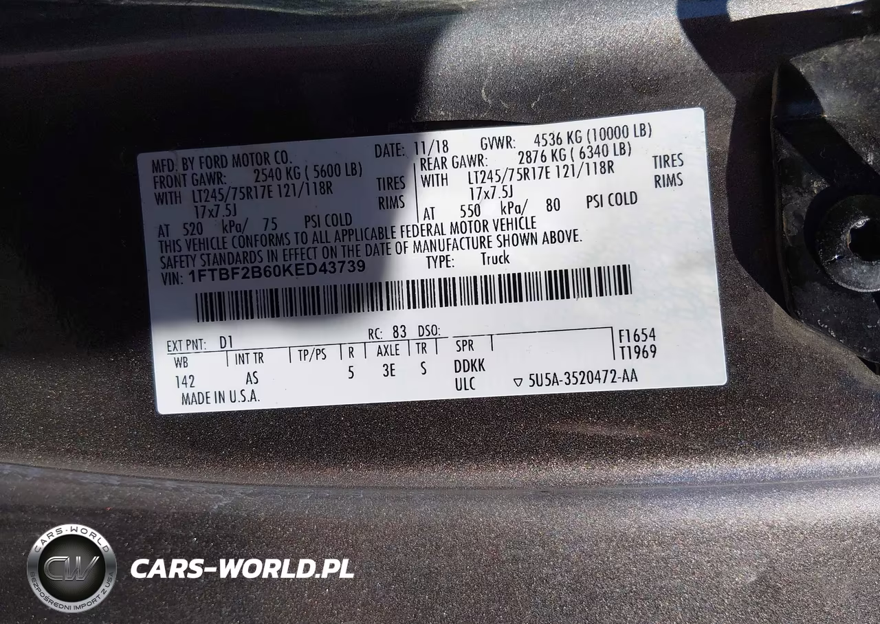 2019 Ford F-250 Xl VIN:1FTBF2B60KED43739 - 9
