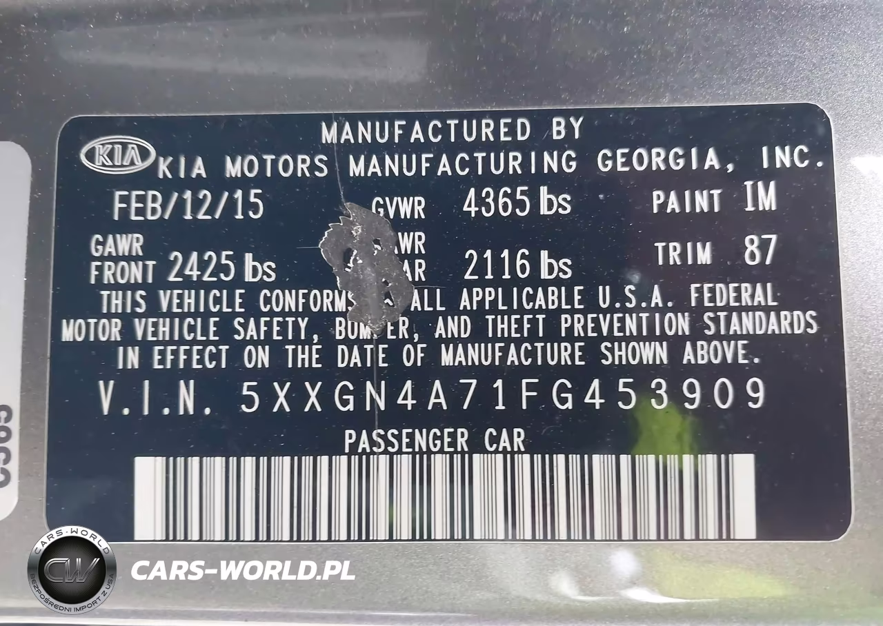 2015 Kia Optima Ex VIN:5XXGN4A71FG453909 - 9