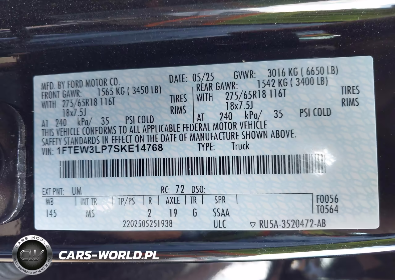 2025 Ford F-150 Xlt VIN:1FTEW3LP7SKE14768 - 9