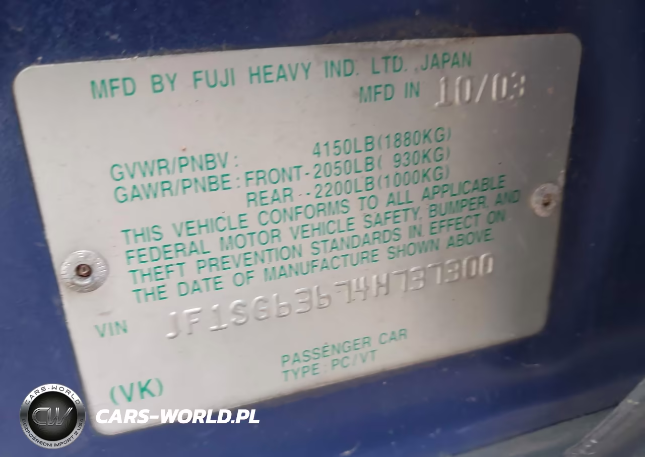 2004 Subaru Forester 2.5X VIN:JF1SG63674H737300 - 6