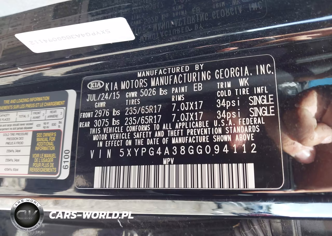 2016 Kia Sorento 2.4L Lx VIN:5XYPG4A38GG094112 - 9