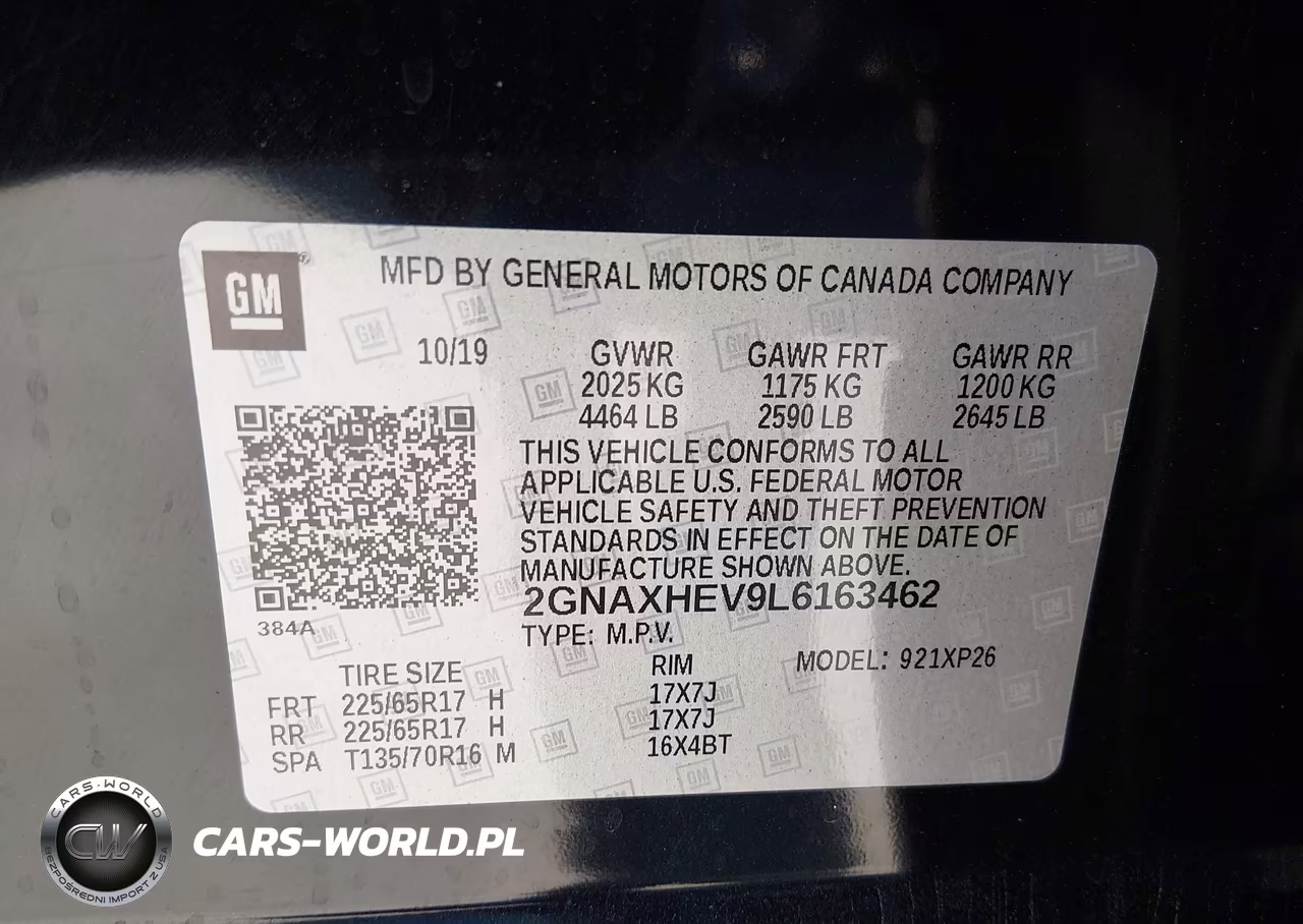 2020 Chevrolet Equinox Fwd Ls VIN:2GNAXHEV9L6163462 - 9