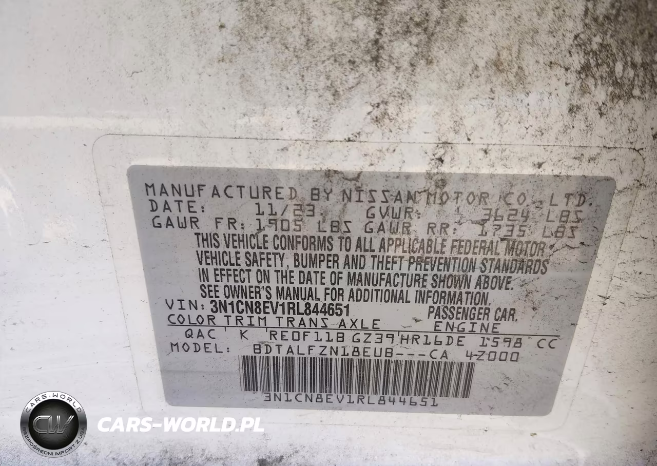 2024 Nissan Versa 1.6 Sv VIN:3N1CN8EV1RL844651 - 9