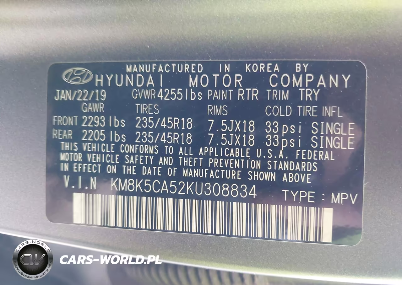 2019 Hyundai Kona Iron Man VIN:KM8K5CA52KU308834 - 9