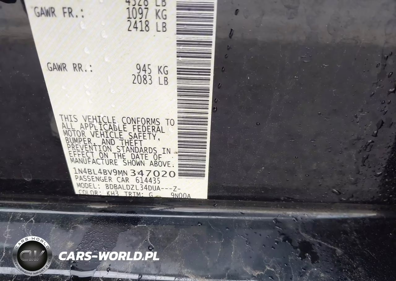2021 Nissan Altima S Fwd VIN:1N4BL4BV9MN347020 - 9