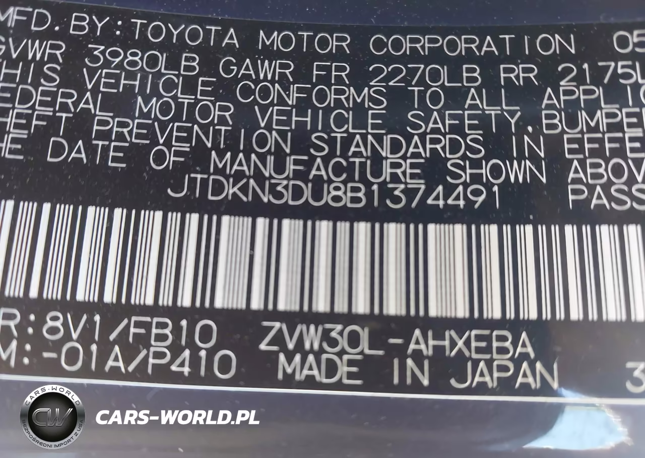 2011 Toyota Prius Two VIN:JTDKN3DU8B1374491 - 9