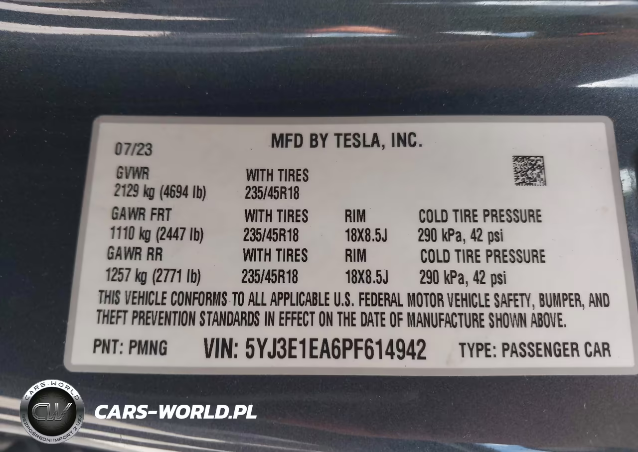 2023 Tesla Model 3 Rear-Wheel Drive VIN:5YJ3E1EA6PF614942 - 9