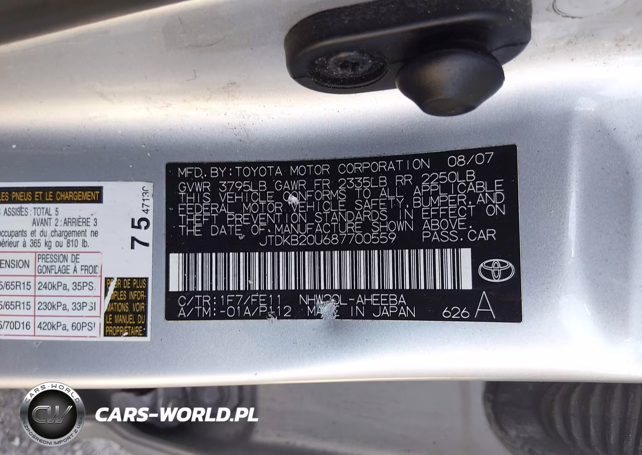 2008 Toyota Prius VIN:JTDKB20U687700559 - 9