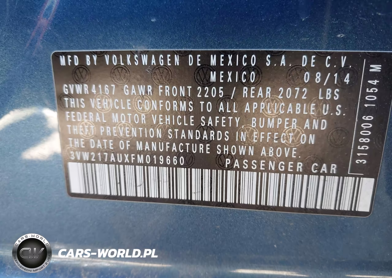 2015 Volkswagen Golf Tsi S 4-Door VIN:3VW217AUXFM019660 - 9