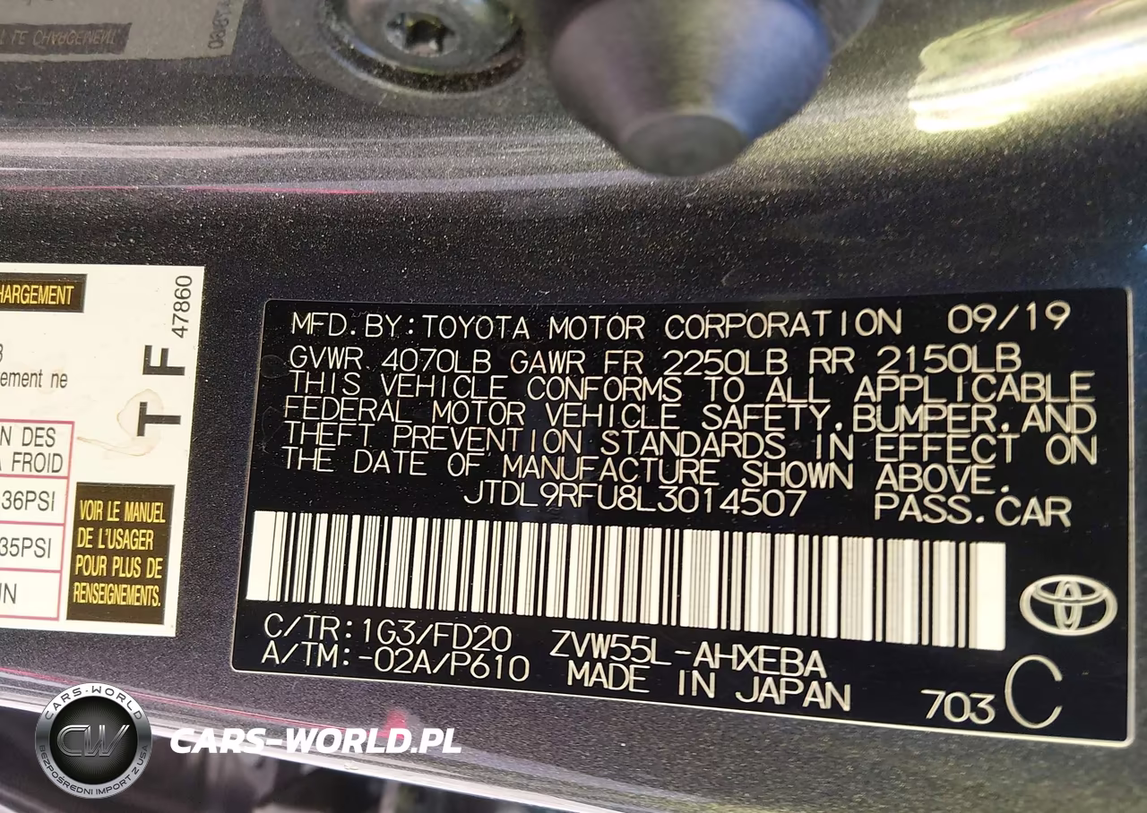 2020 Toyota Prius Le Awd-E VIN:JTDL9RFU8L3014507 - 9
