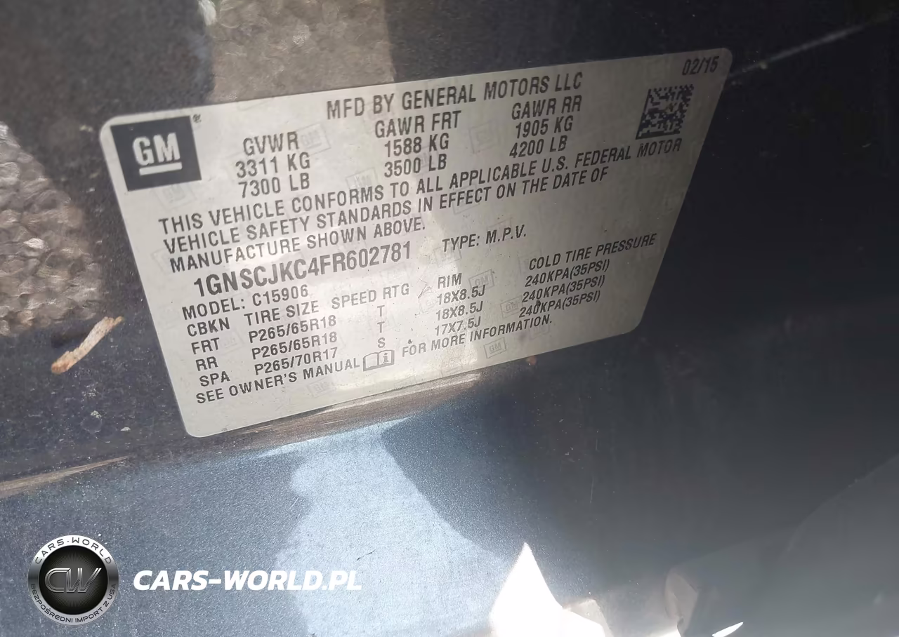 2015 Chevrolet Suburban 1500 Lt VIN:1GNSCJKC4FR602781 - 9