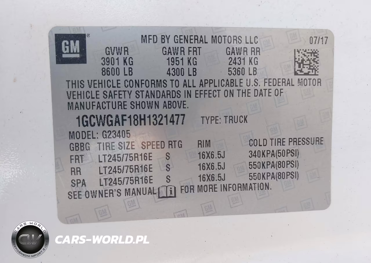 2017 Chevrolet Express 2500 Work Van VIN:1GCWGAF18H1321477 - 9
