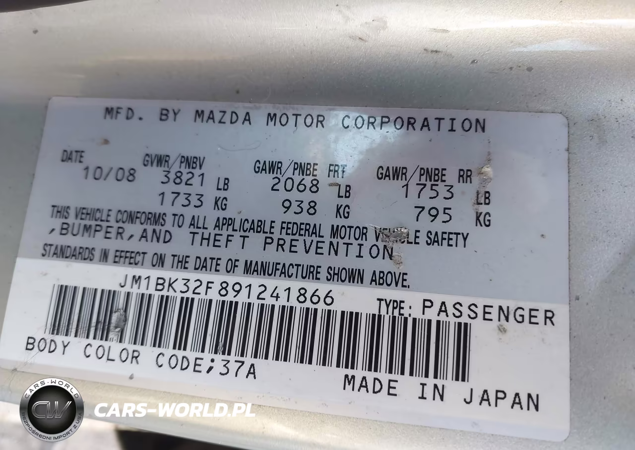 2009 Mazda Mazda3 I VIN:JM1BK32F891241866 - 9