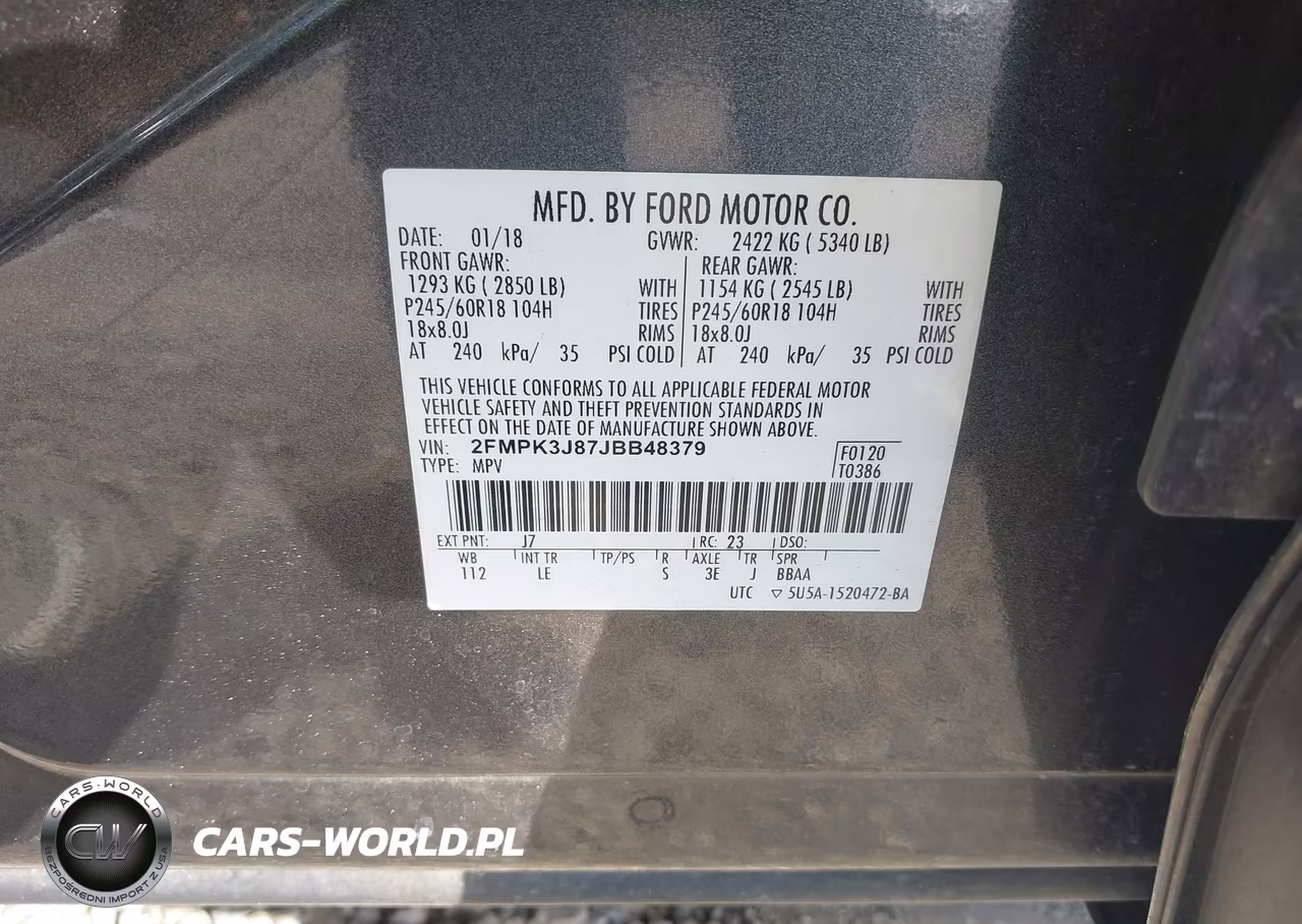 2018 Ford Edge Sel VIN:2FMPK3J87JBB48379 - 9