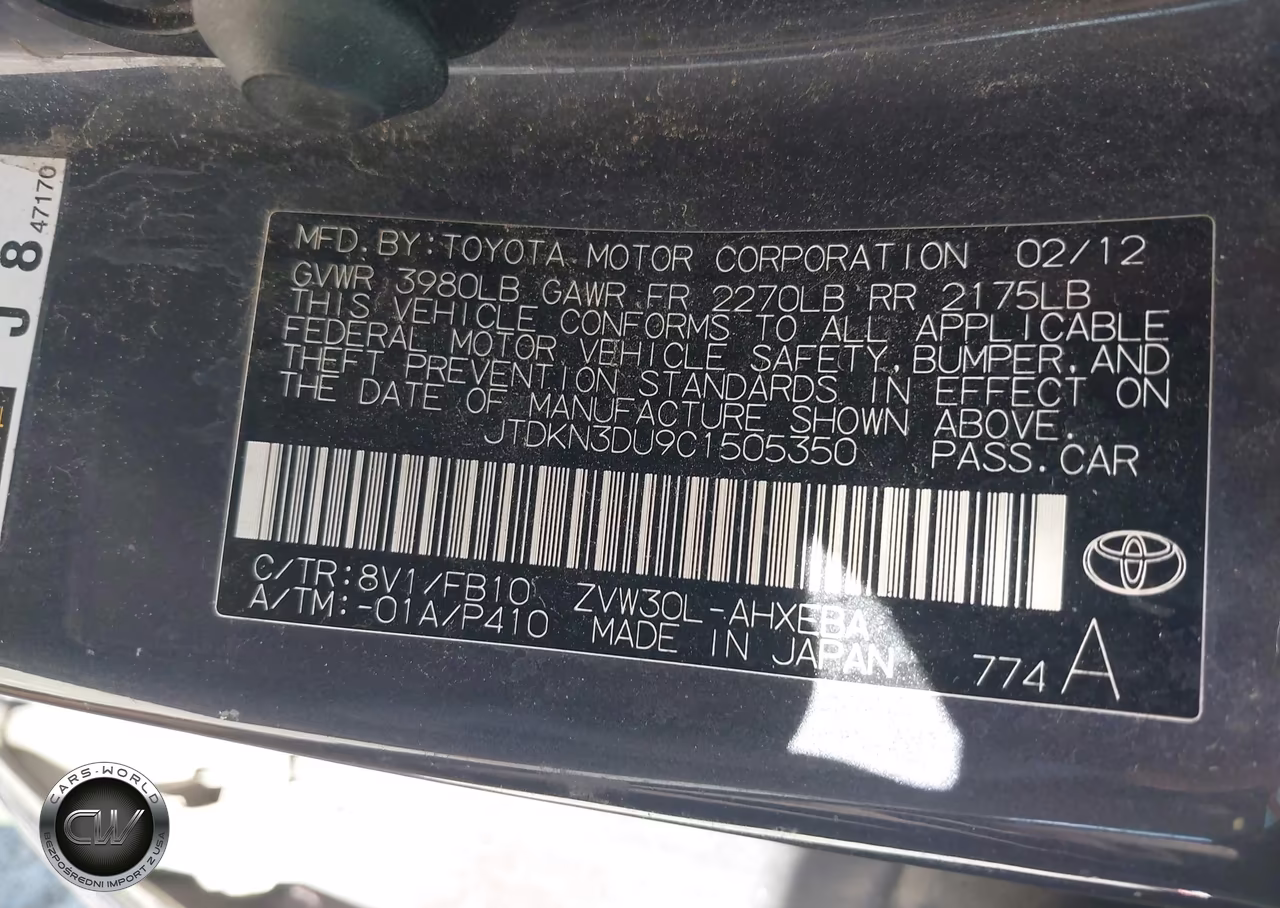 2012 Toyota Prius Two VIN:JTDKN3DU9C1505350 - 9