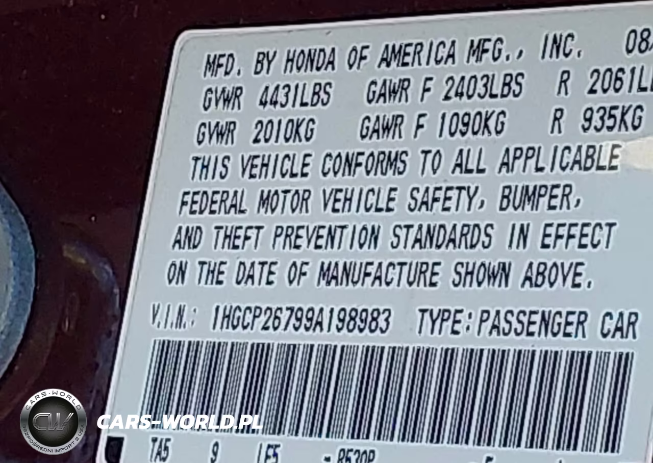 2009 Honda Accord 2.4 Ex VIN:1HGCP26799A198983 - 9