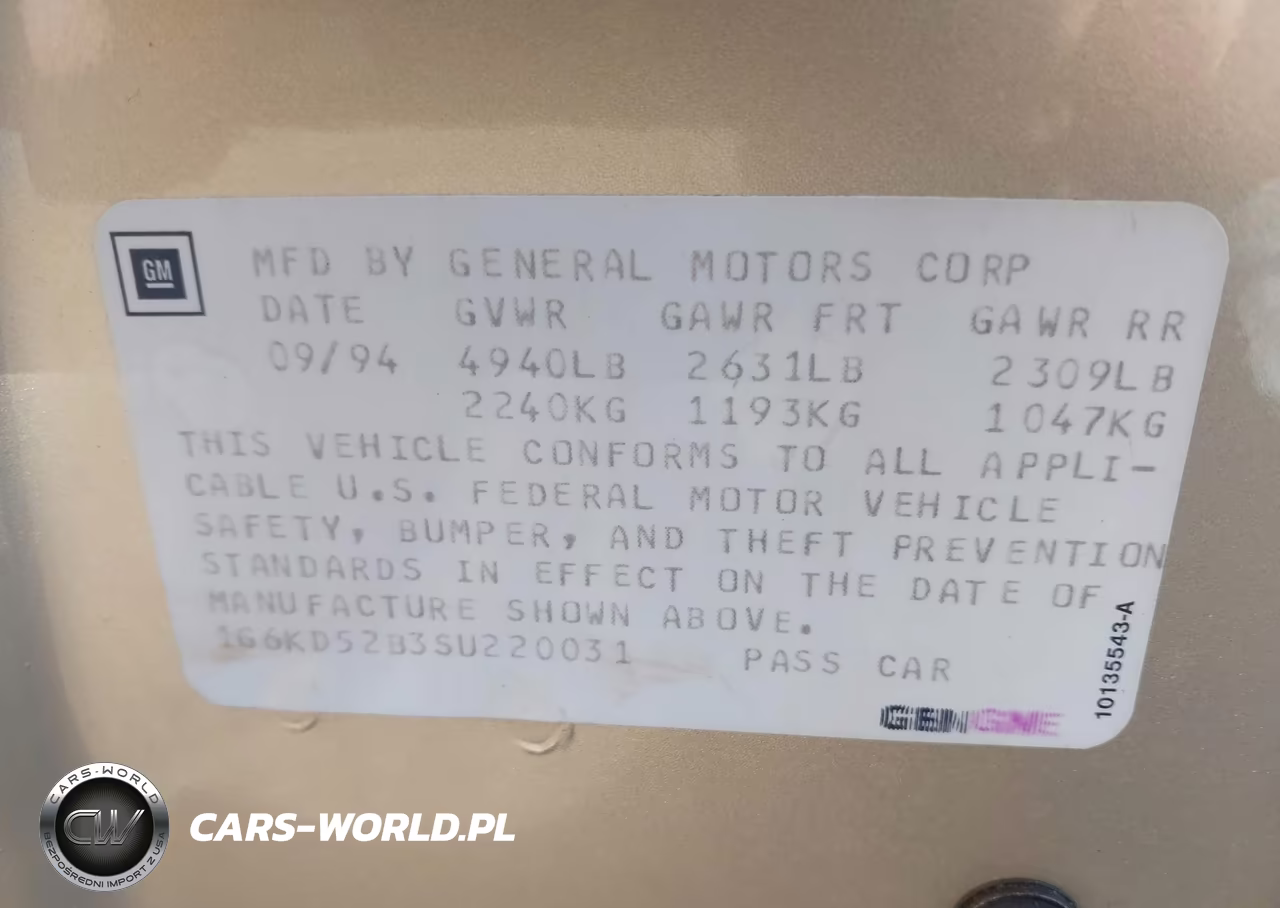 1995 Cadillac Deville VIN:1G6KD52B3SU220031 - 9