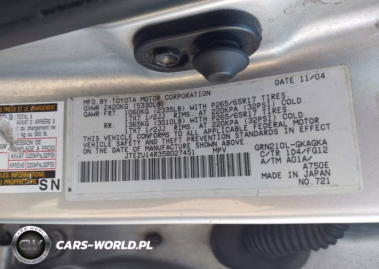 2005 Toyota 4Runner Sr5 V6 VIN:JTEZU14R358027451 - 9